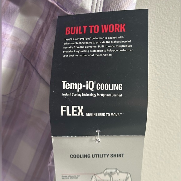 NEW Dickies Cooling Roll-Tab Work Shirt in Purple Rose Hillside Plaid Women’s M - Picture 10 of 12